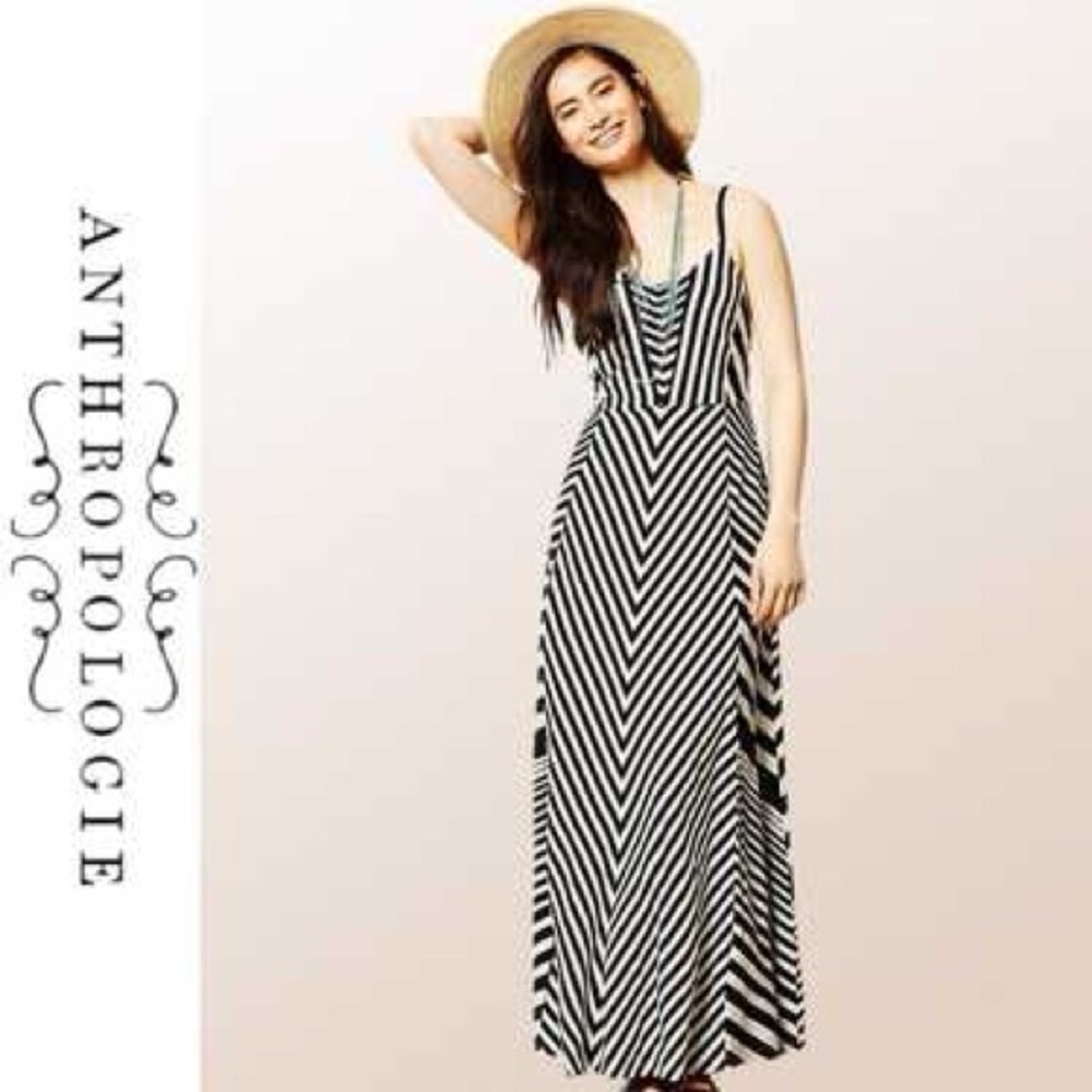 Anthropologie Lilka Chevron Striped Maxi Dress